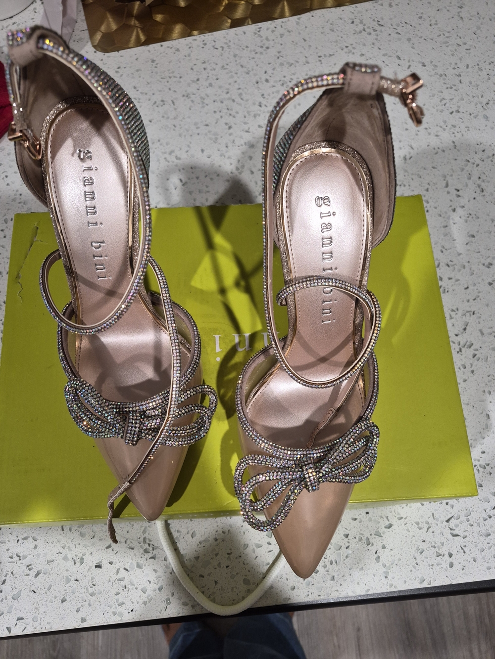 Gianni Bini Women's Blush Pink Crystal Bow Pointed-Toe Heels